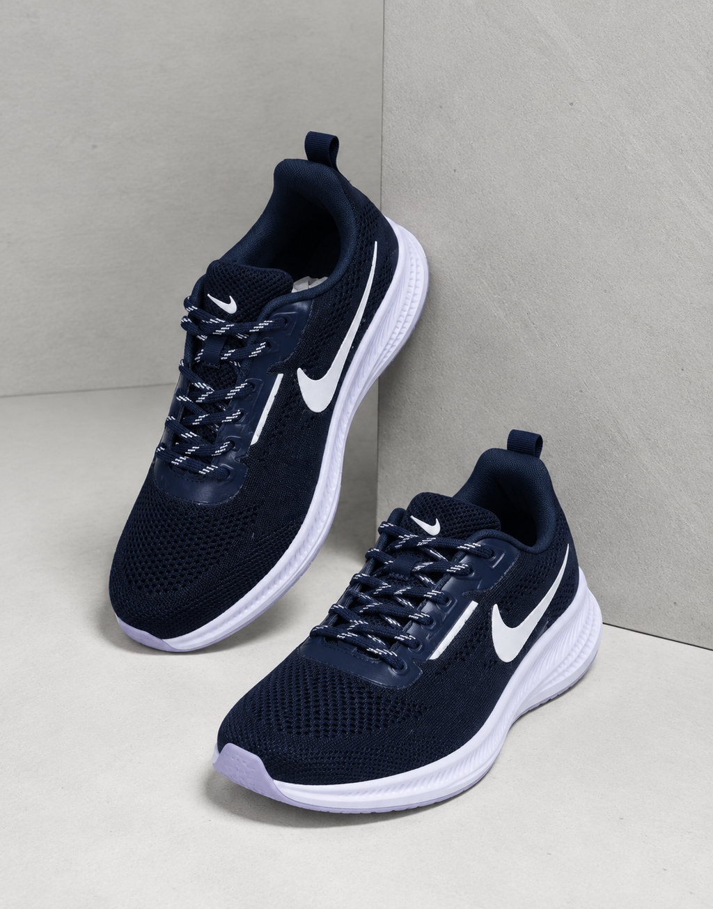 Navy Mesh Running Sneakers