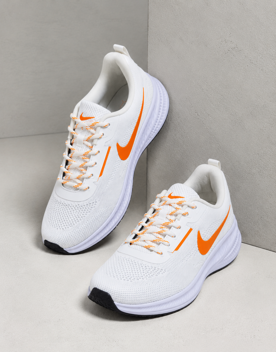 White & Orange Running Sneakers