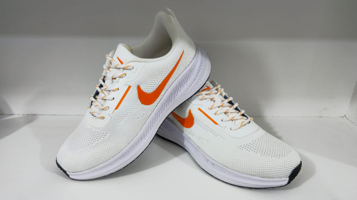 White & Orange Running Sneakers