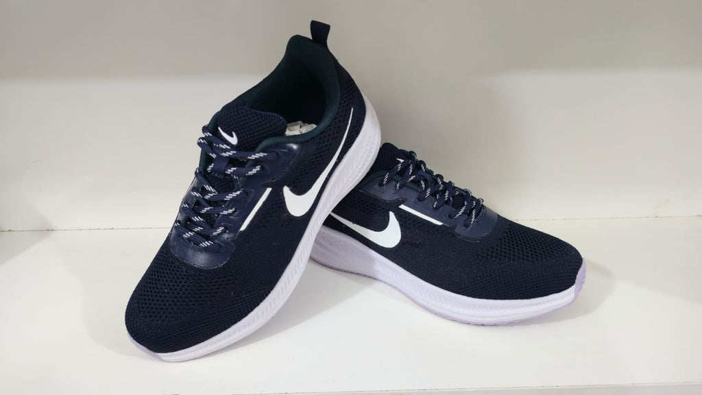 Navy Mesh Running Sneakers
